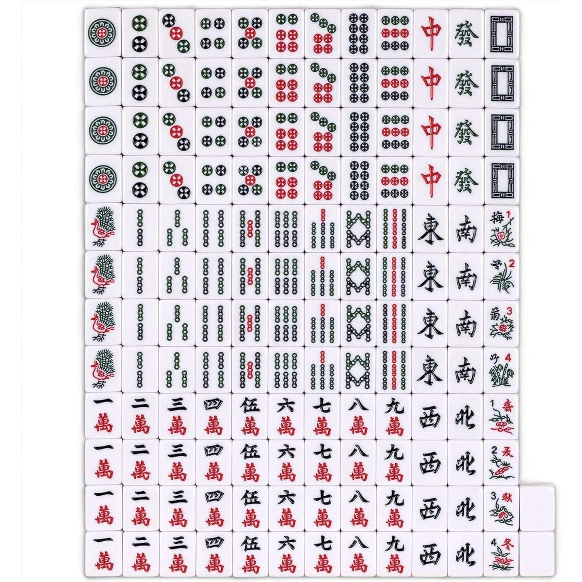 Yellow Mountain Rouge Heritage Chinese Mahjong Set, 146 Engraved Melamine Tiles