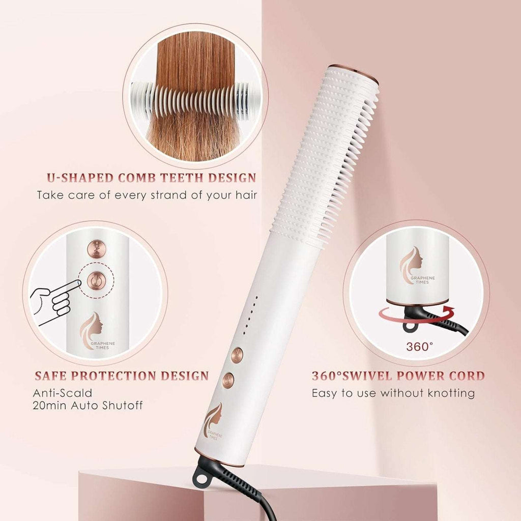 Graphene Times Hair Straightening Brush Auto-Off, Anti-Scald, Fast Heating Comb