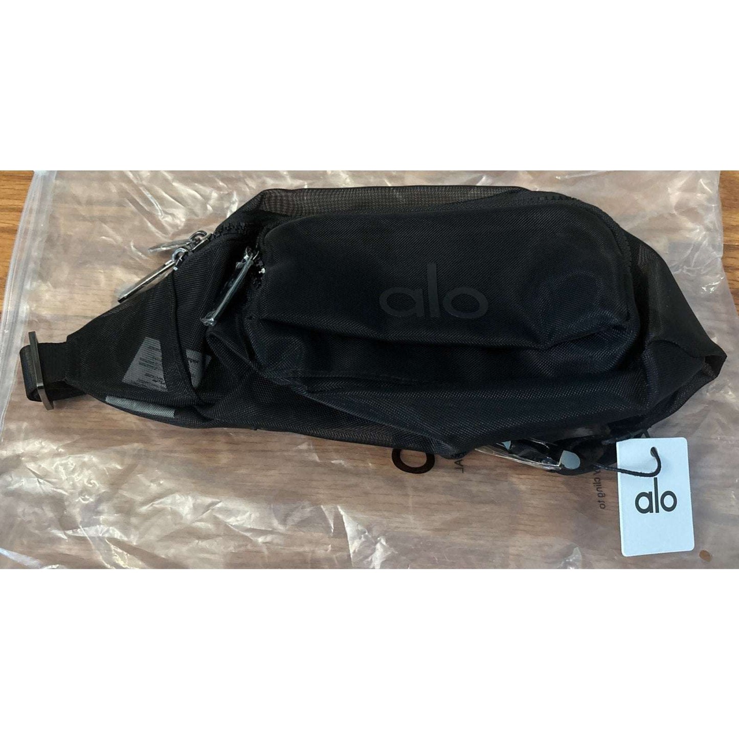 Alo Yoga Black Sheer Mesh Fanny Pack Belt Bag Crossbody