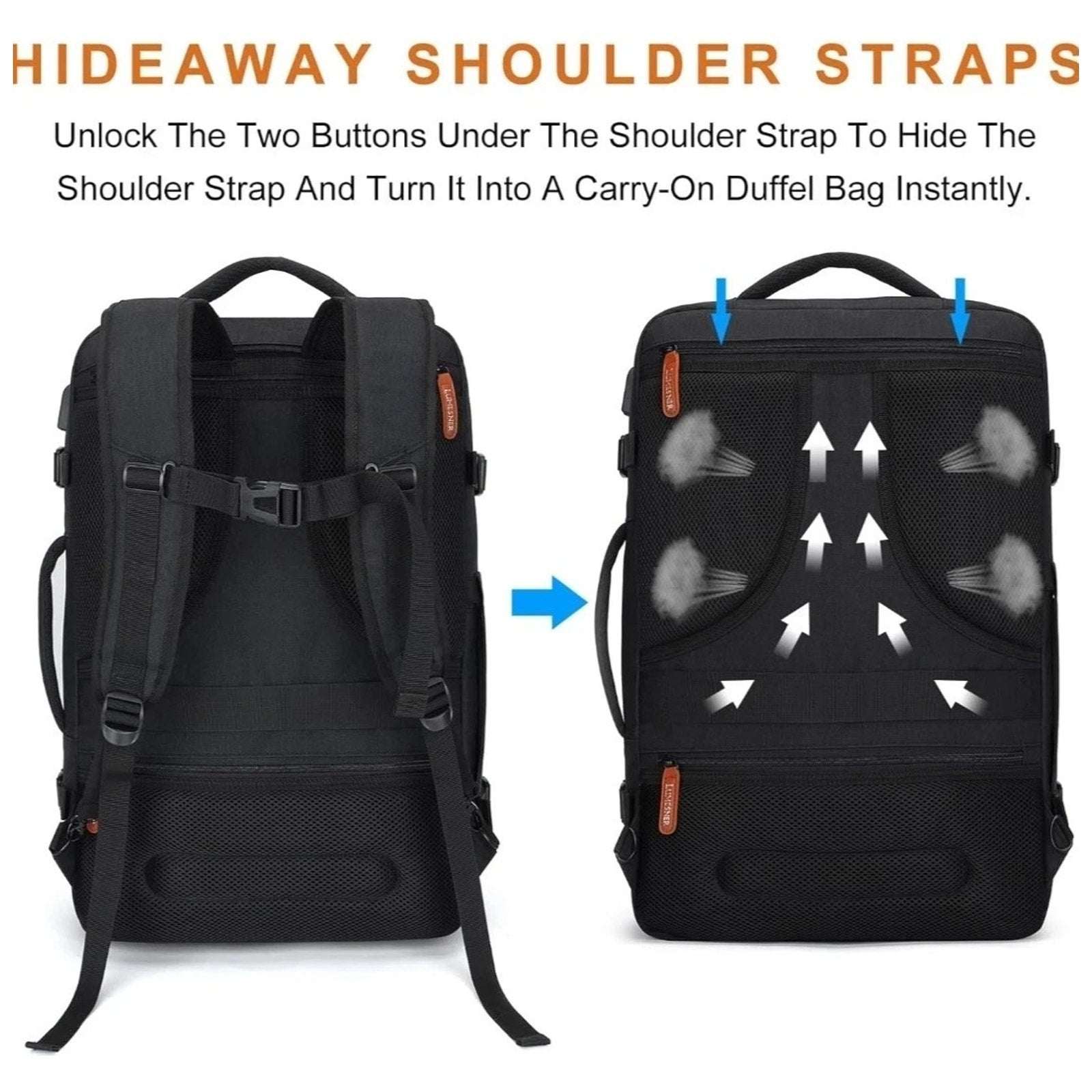 Lumesner Carry on Backpack Travel Set XL 40L TSA Flight Approved Bag w/ USB Port