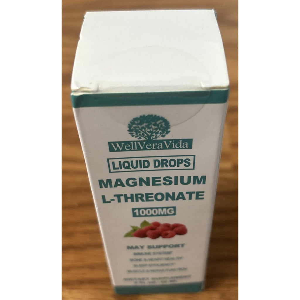 Magnesium L-Threonate 1000mg Liquid Drops Non-GMO, Mood & Relaxation 2floz 04/27