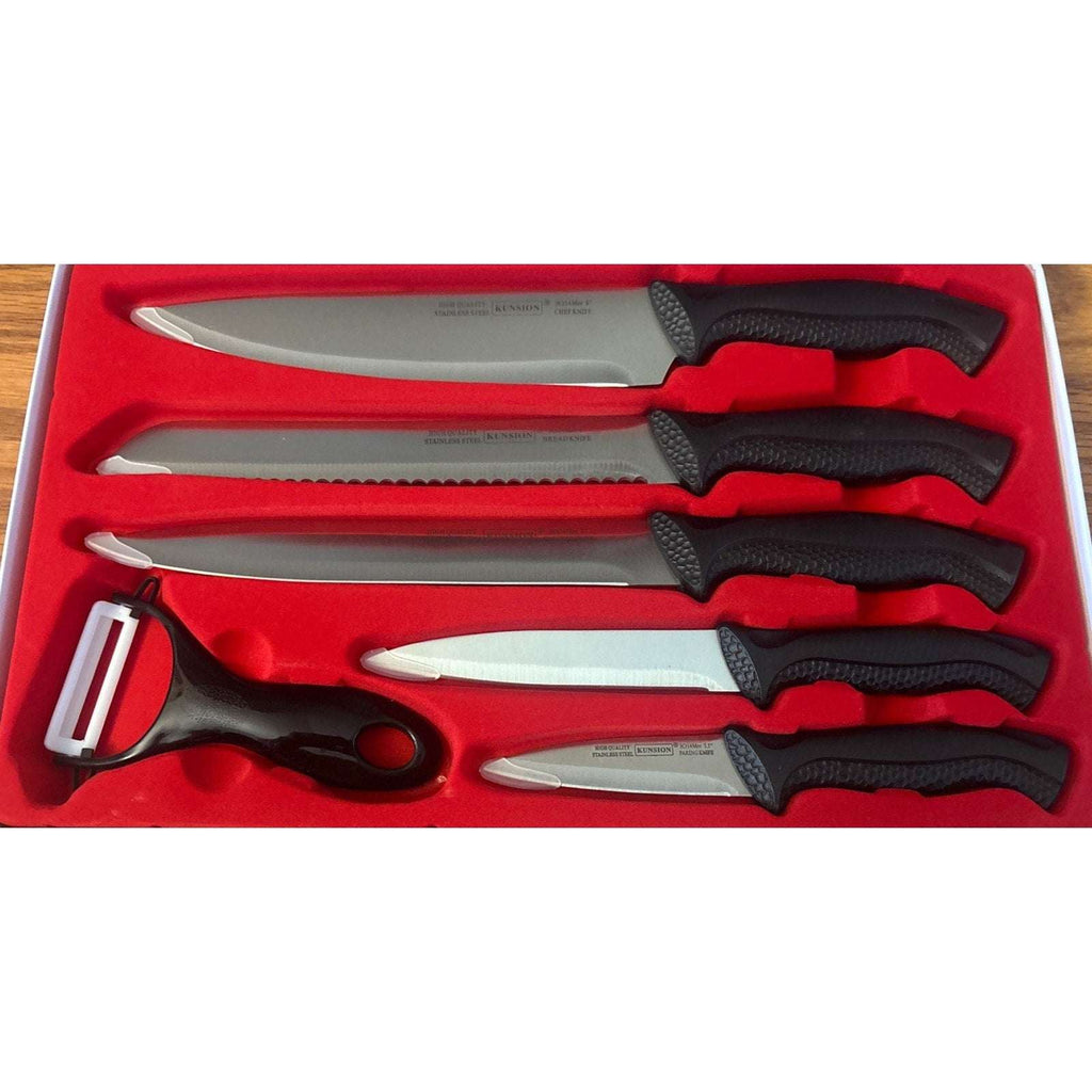 KUNSION KS-6620 6 Piece Knife Set MARMO + BIO Antibacterial, Non-Stick