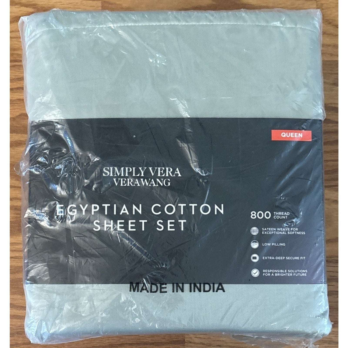 SIMPLY VERA WANG 800TC EGYPTIAN COTTON 4PC Sheet Set 040 AQUA GRAY QUEEN