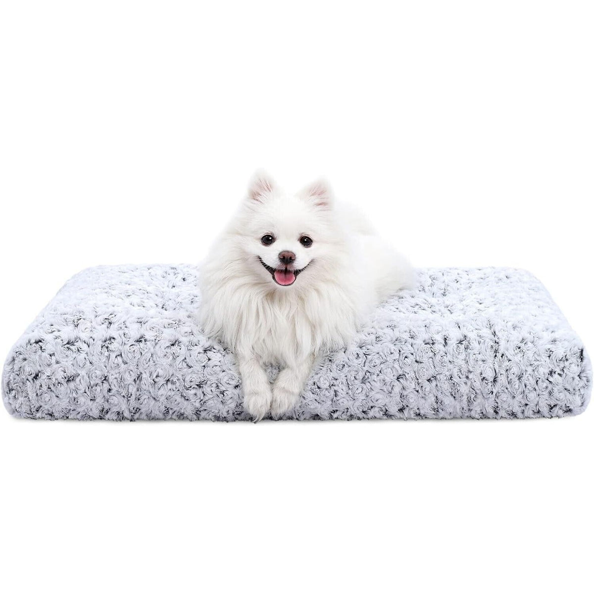 KSIIA Washable Dog Bed Deluxe Soft Plush Kennel Pad Anti-Slip 23" x 18" x3" Grey