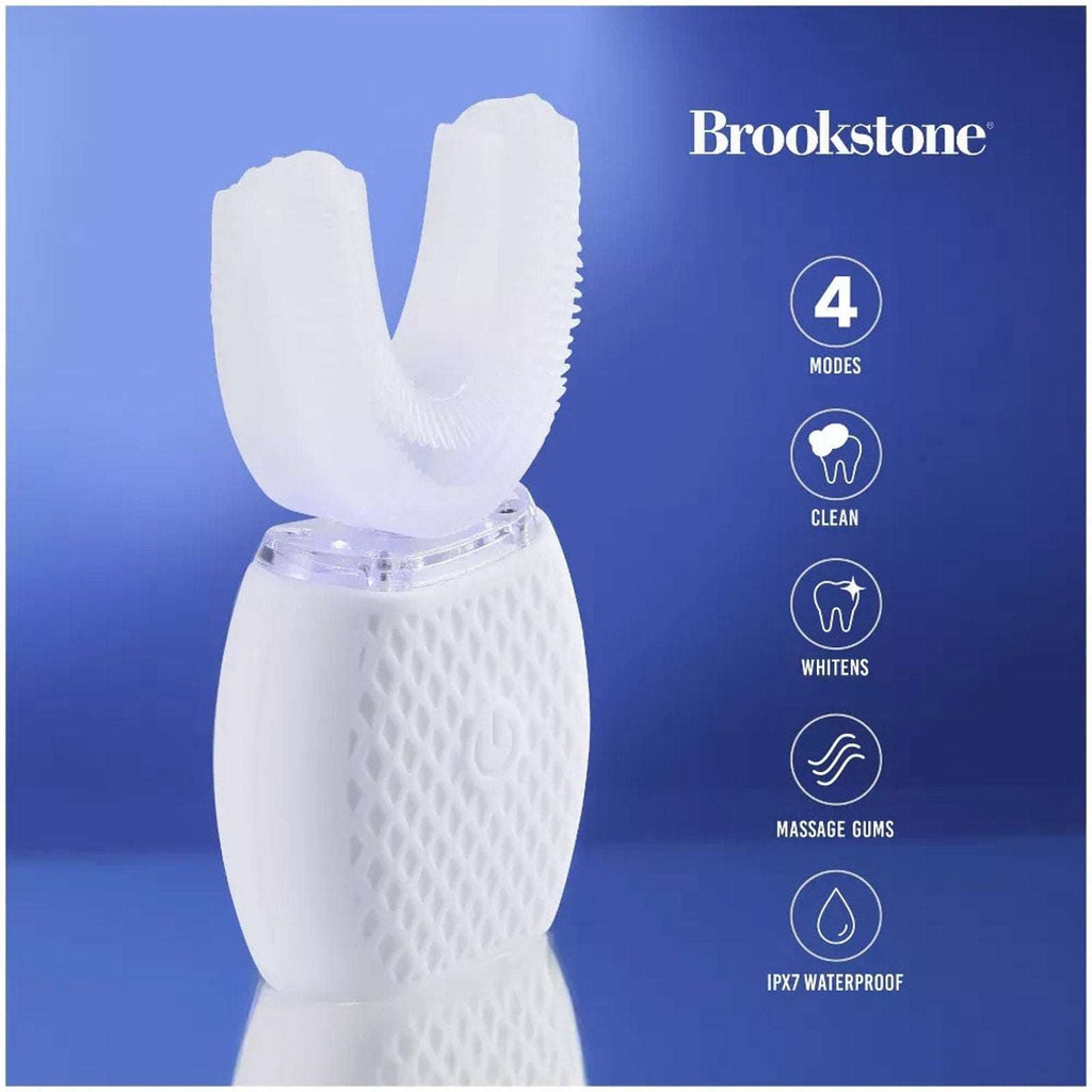 360° Ultrasonic Electric Blue LED Light Whitening U-Shaped Toothbrush +Charging