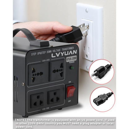 Voltage Transformer Converter 1000 Watt Step Up/Down 110V-120V ↔ 220V-240V 4 Out