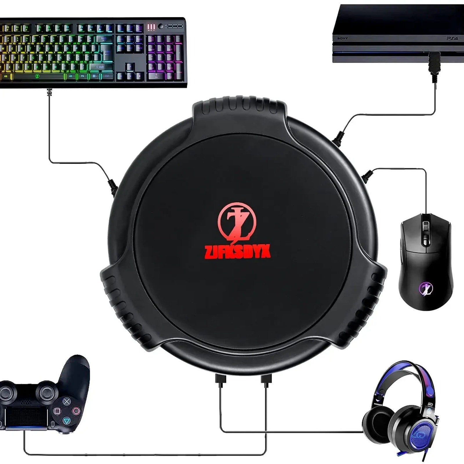 C91 MAX RGB AimBox Keyboard & Mouse Adapter for Xbox One, Switch, PS4 3.5MM Head