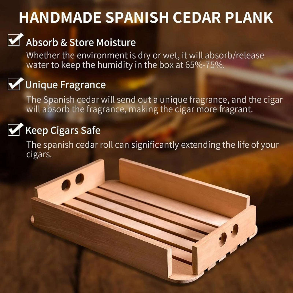100 Cigar Humidor Clear Acrylic Spanish Cedar Shelf Age Dial Digital Hygrometer
