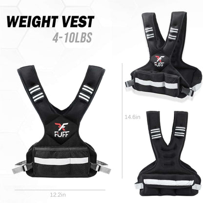 FUFF 4-10lb Adjustable Weighted Vest w/ 6 Ironsand Weights for Strength Training