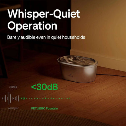 PETLIBRO 101oz/3L Stainless Steel Cat Automatic Water Fountain + Filters Dog Pet