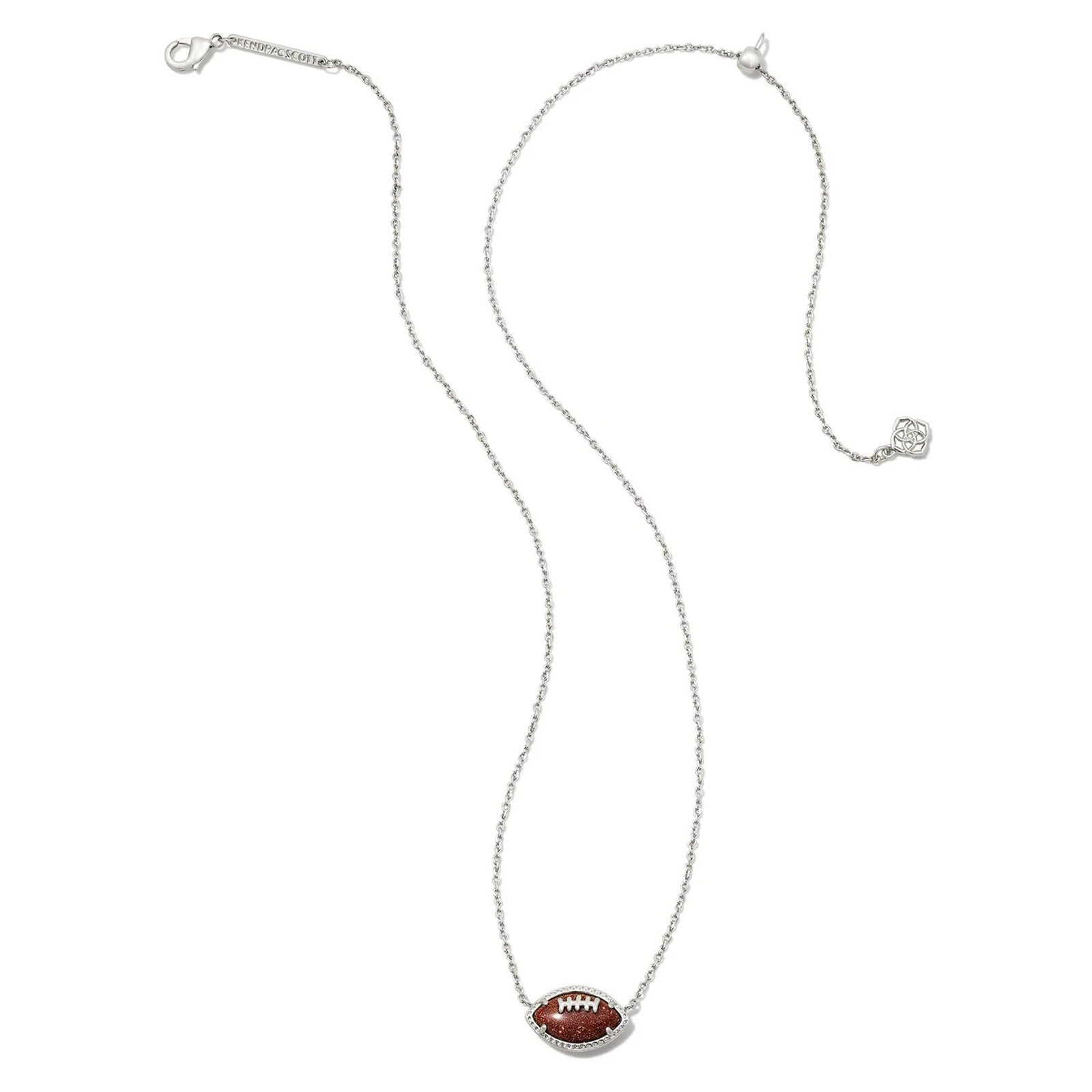 KENDRA SCOTT Elise Football Pendant Short Silver Necklace NEW in Box w/ Dust Bag