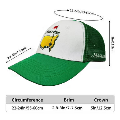 MASTERS LOGO GOLF CAP Mesh Trucker Snapback Hat Augusta Embroidered Green/White