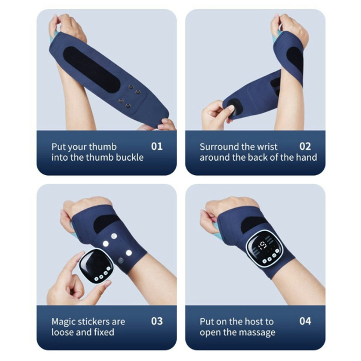Wrist Brace Wrap w/ Heat, Massage & Remote 9 Modes/19 Lvls/3 Heat Carpal Tunnel