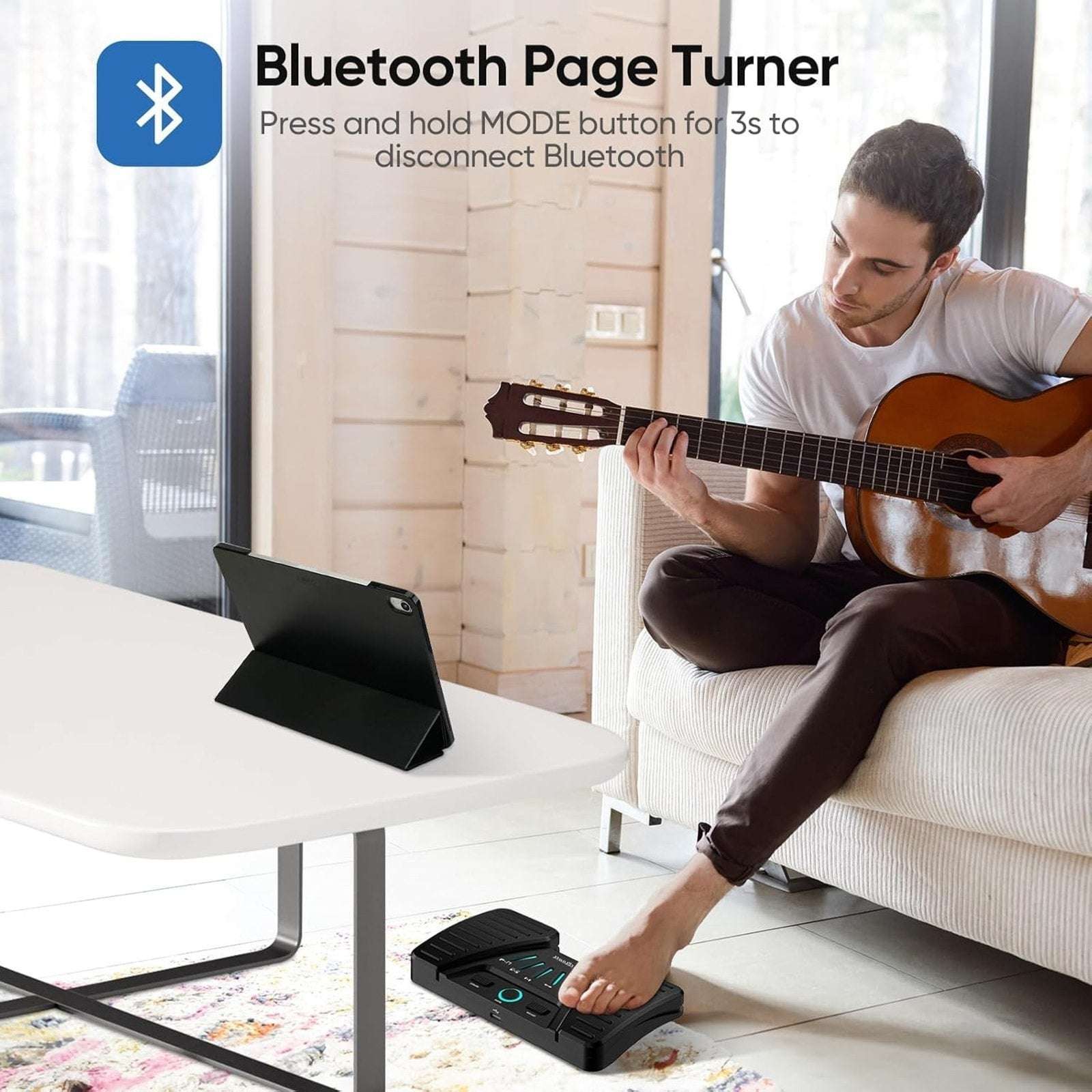 Wireless Bluetooth Page Turner Foot Pedal Musical Instruments iPad Phones Tablet