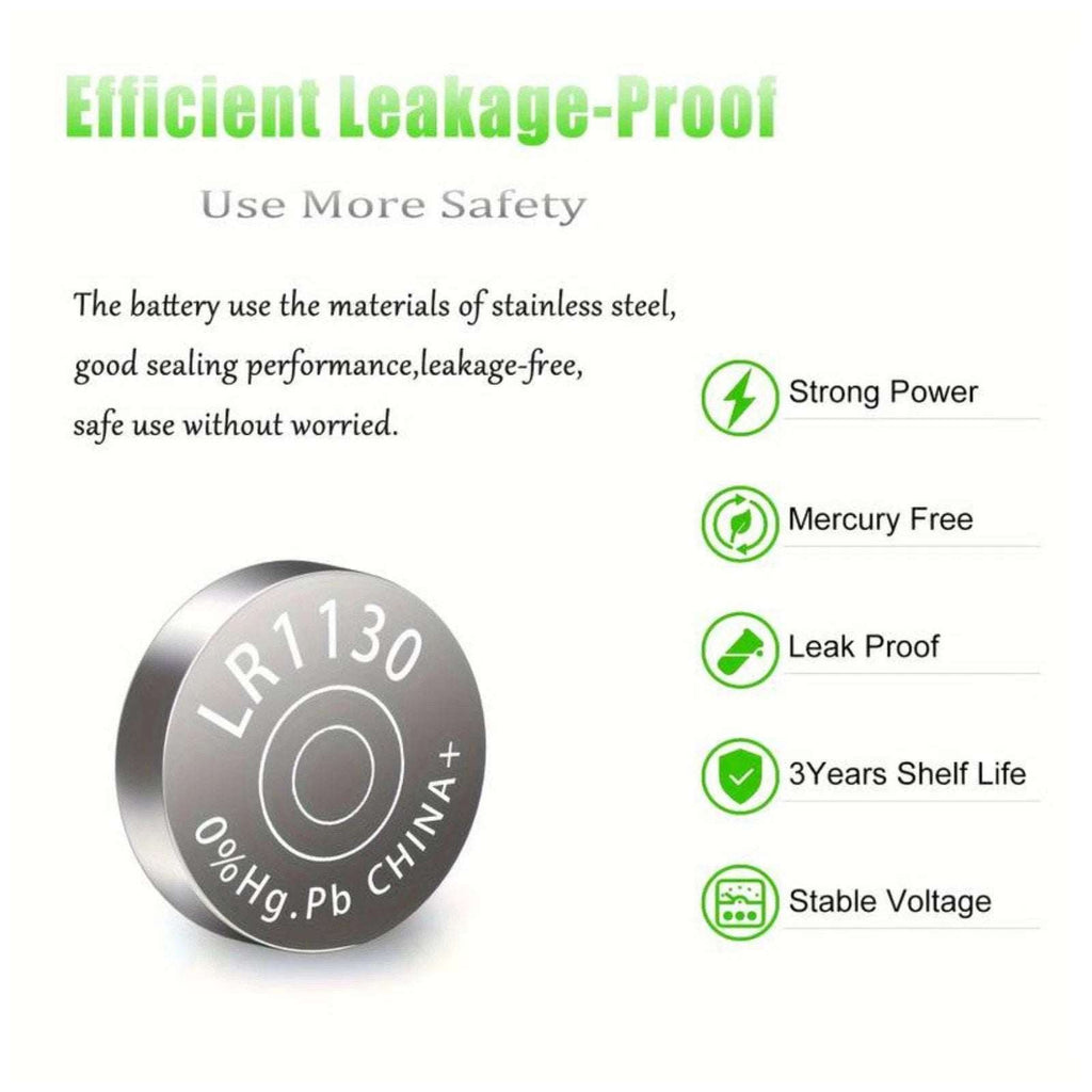 40 PCS AG10 LR1130 Cell Coin 1.5V LR54/SR1130/189/389 Alkaline Button Battery