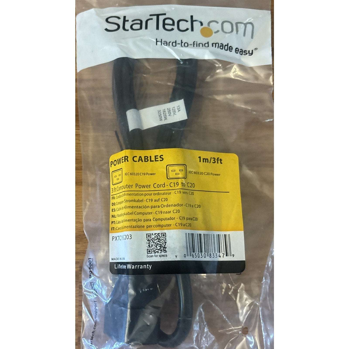 4 Pack StarTech.com PXTC19C203 3 ft PC Computer Power Cord C19 to C20 - Black