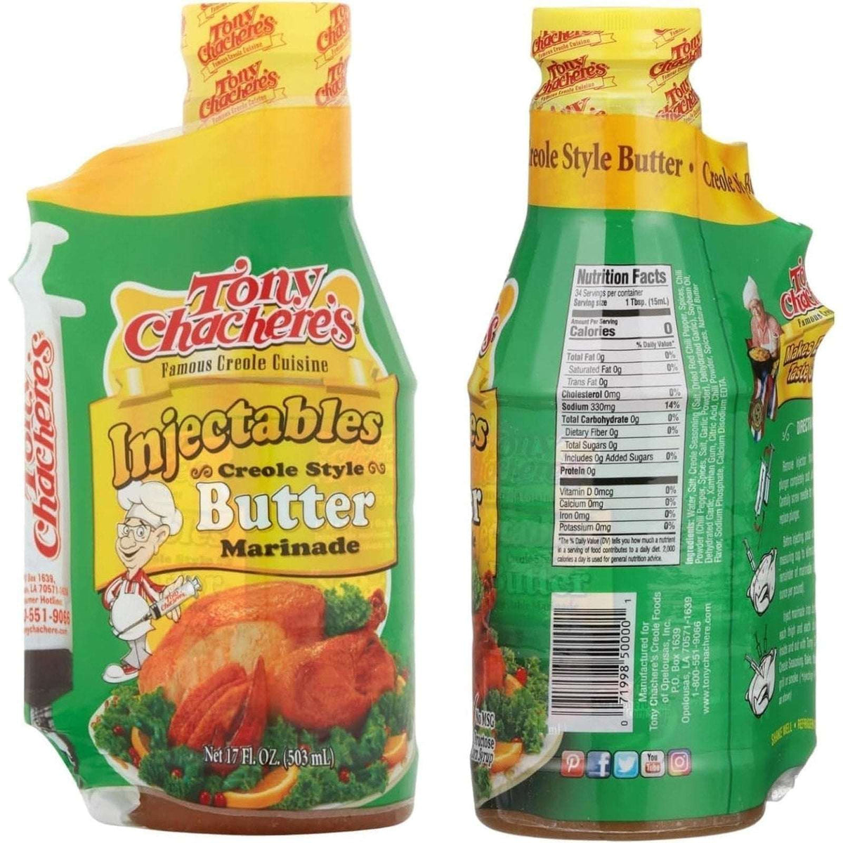 Tony Chachere's Injectables Creole Cajun Style Butter Marinade 17oz - Lot of 2