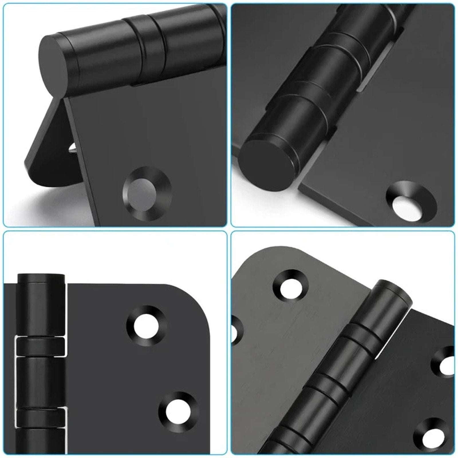 3Pk Stainless Steel Black Ball Bearing 4'' with 5/8'' Radius Corners Door Hinge