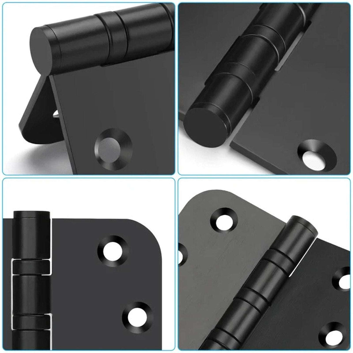 3Pk Stainless Steel Black Ball Bearing 4'' with 5/8'' Radius Corners Door Hinge