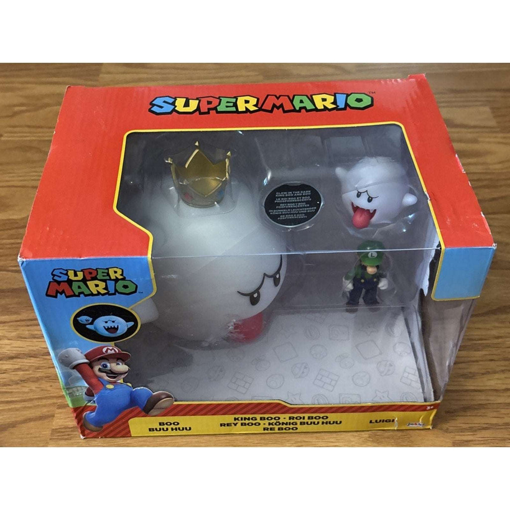 Super Mario Bros Boo, King Boo & Luigi Glow in Dark Set Jakks Pacific Nintendo