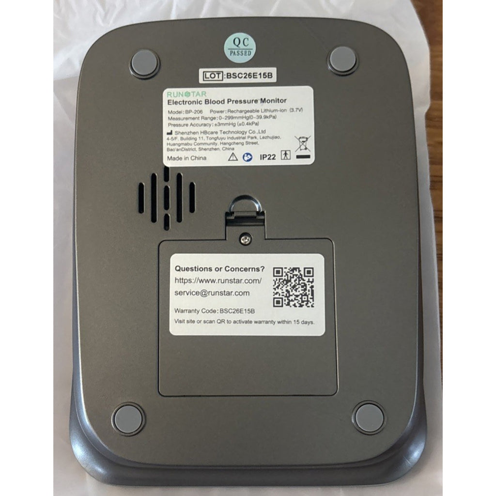 RunStar Smart Blood Pressure Monitor w/ 8.6"-16.5" Upper Arm BP Cuff, Dual Users