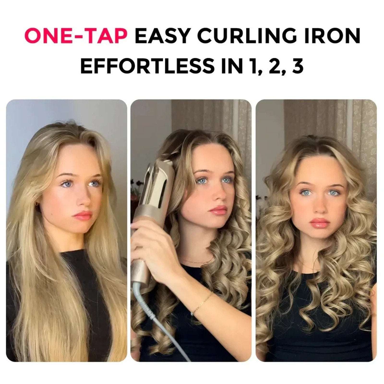 NEW TYMO CurlPro Plus Automatic Rotating Curling Iron Long Barrel 1" Gold Sealed
