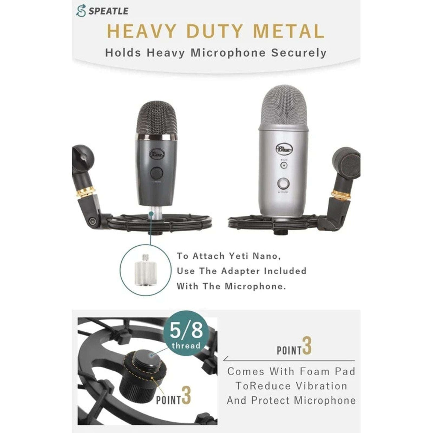 SPEATLE Blue Yeti X Microphone Shock Mount for Blue Yeti X, Yeti, Yeti Nano