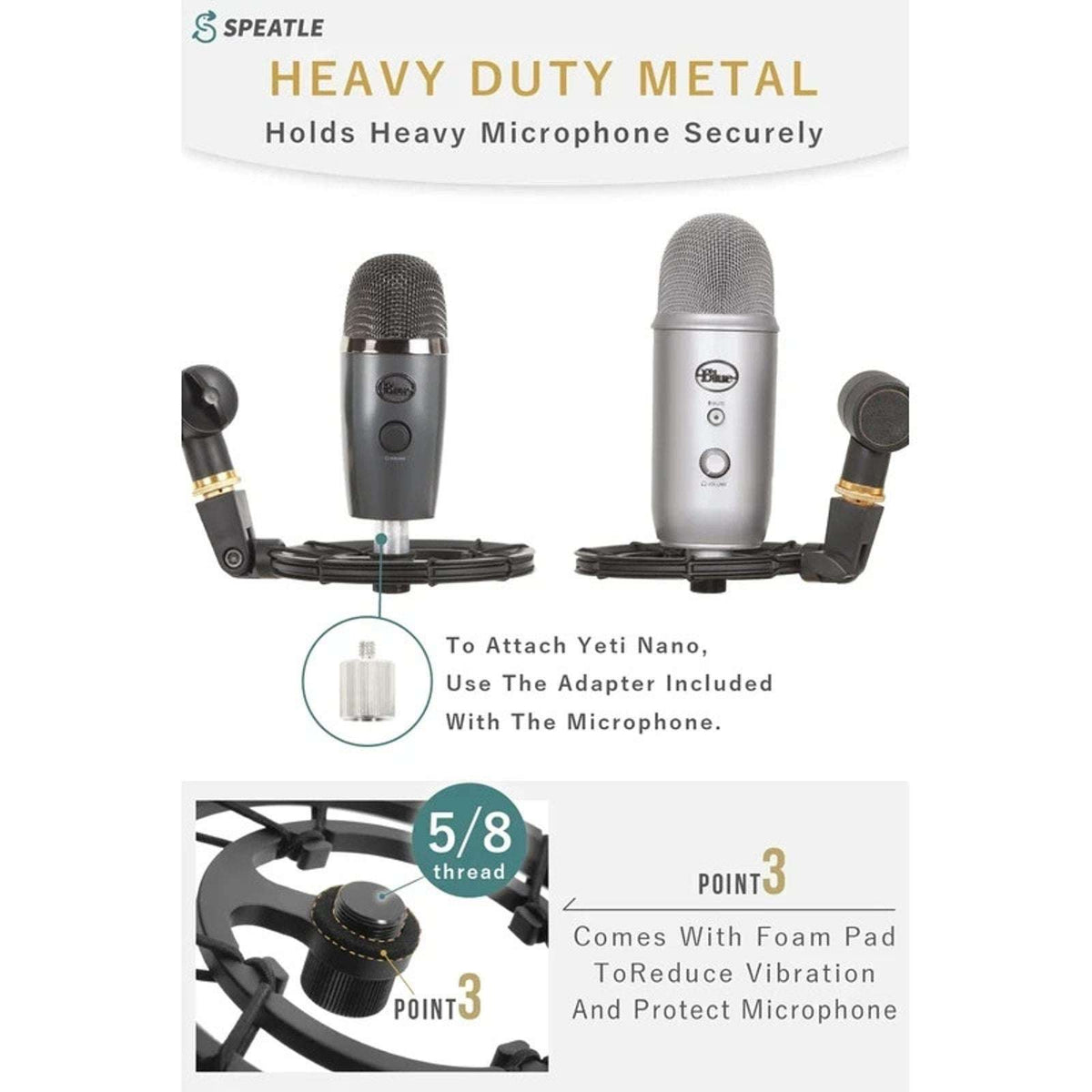 SPEATLE Blue Yeti X Microphone Shock Mount for Blue Yeti X, Yeti, Yeti Nano