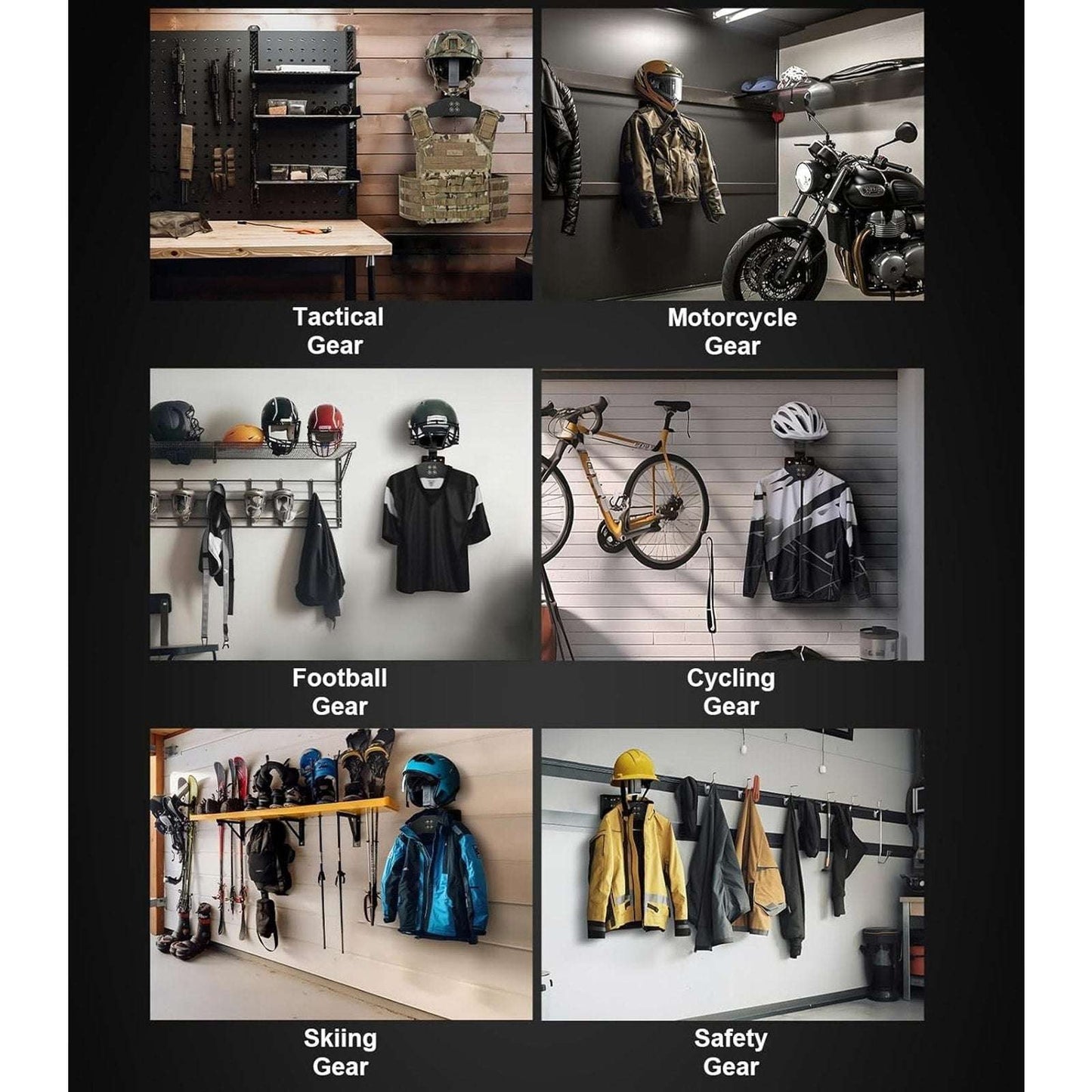 OneTigris Tactical Gear Motorcycle Helmet Jacket Wall Mount Rack Football Hockey