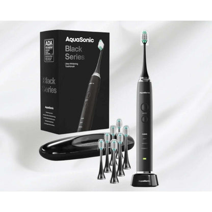 Aquasonic Black Series Electric Toothbrush Ultra Whitening + Case, 8 Heads ADA