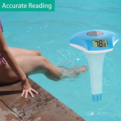 Digital Pool Thermometer Waterproof Solar-Powered Floating Large LCD Display