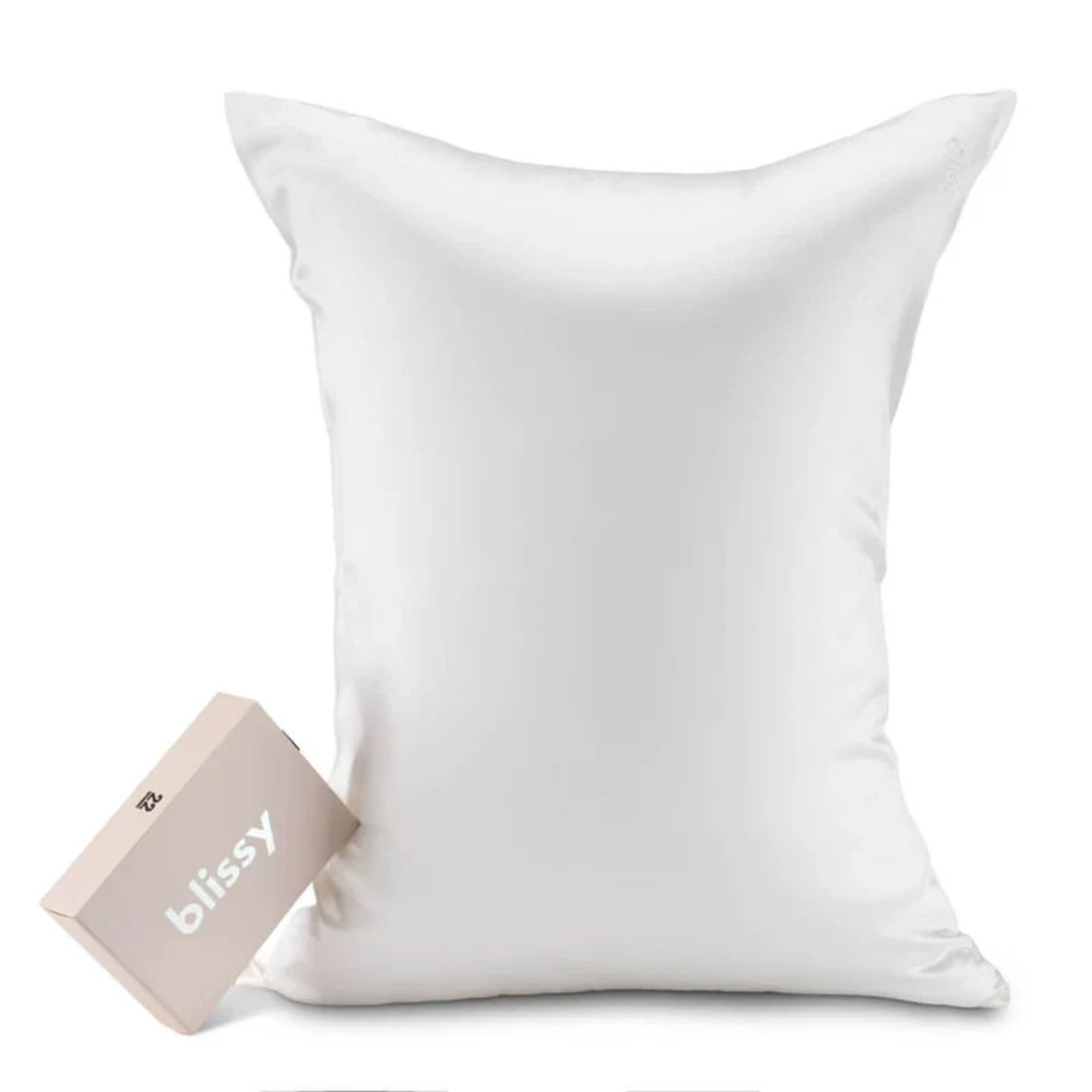Blissy 100% Pure Mulberry Silk 22 MOMME White Pillow Case QUEEN Size