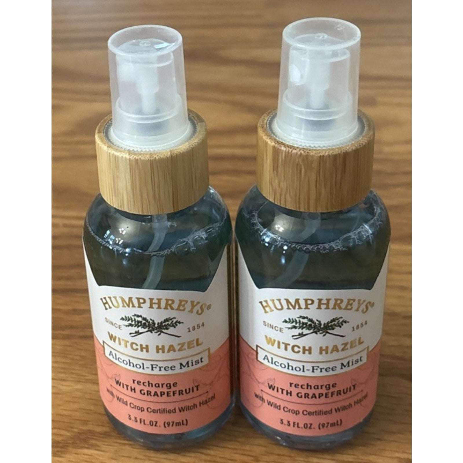 2x Humphreys Witch Hazel Alcohol Free Mist Recharge Grapefruit Tea Tree Aloe