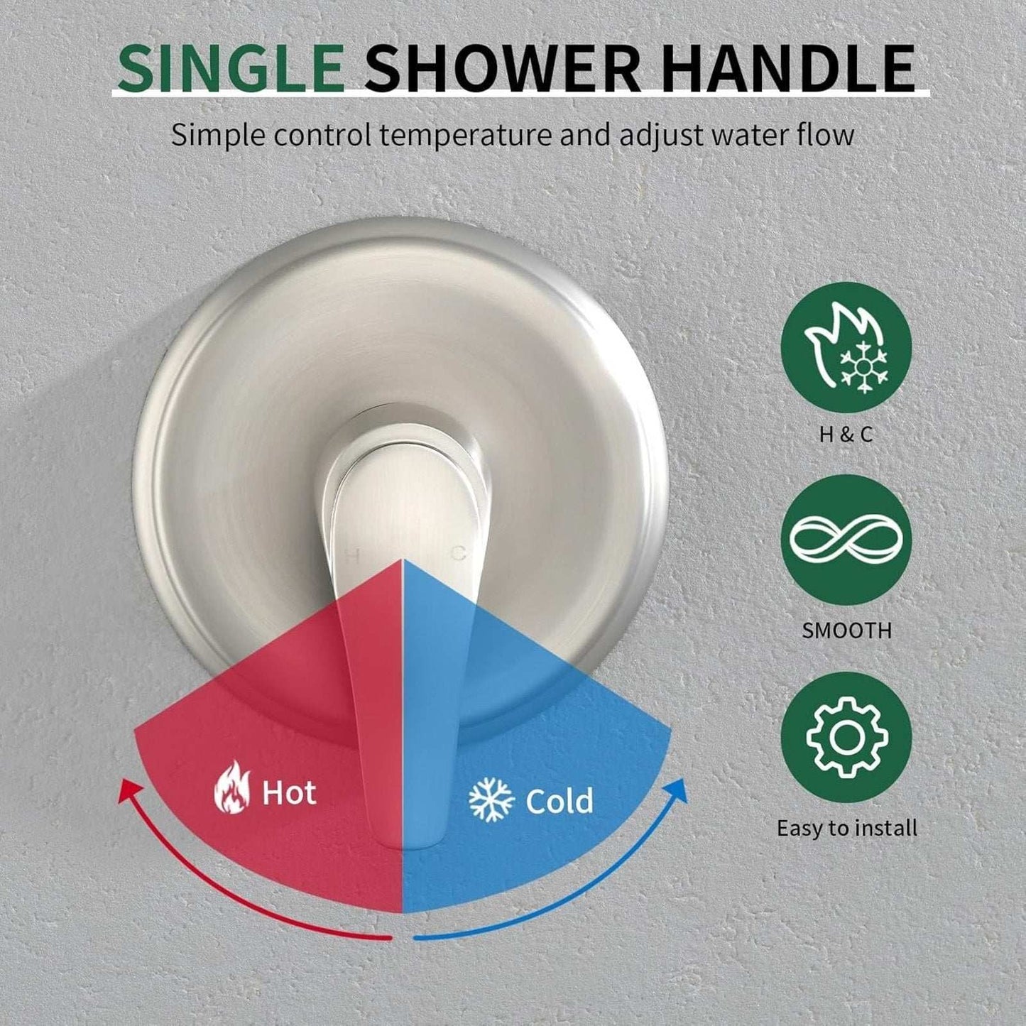 SHAMANDA Brushed Nickel Wall Mount Single Handle Lever Trim Kit w Rough-In Valve