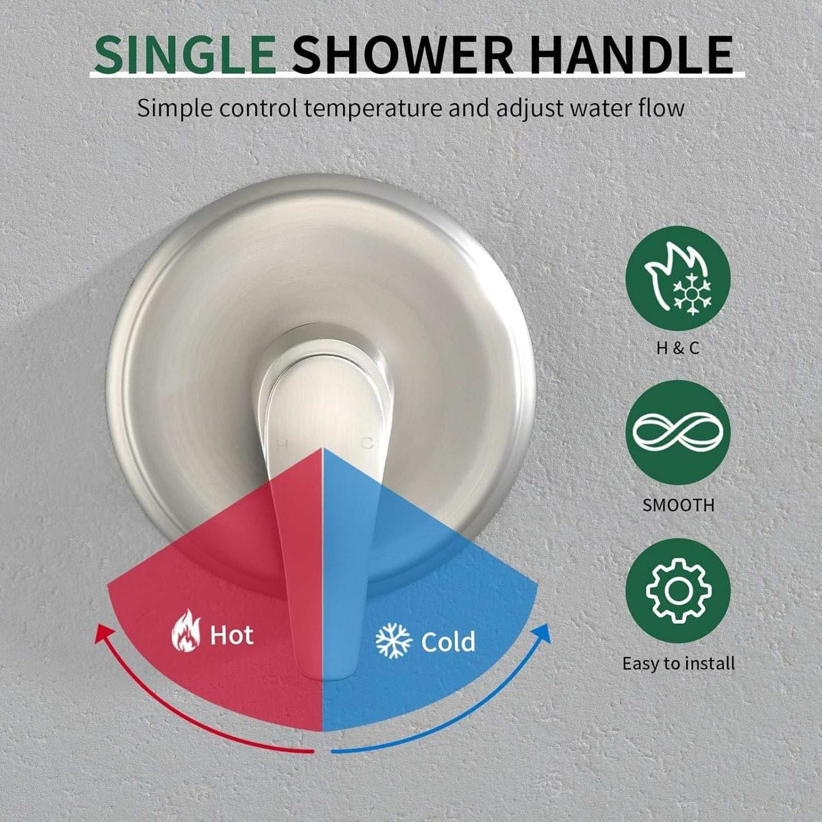 SHAMANDA Brushed Nickel Wall Mount Single Handle Lever Trim Kit w Rough-In Valve