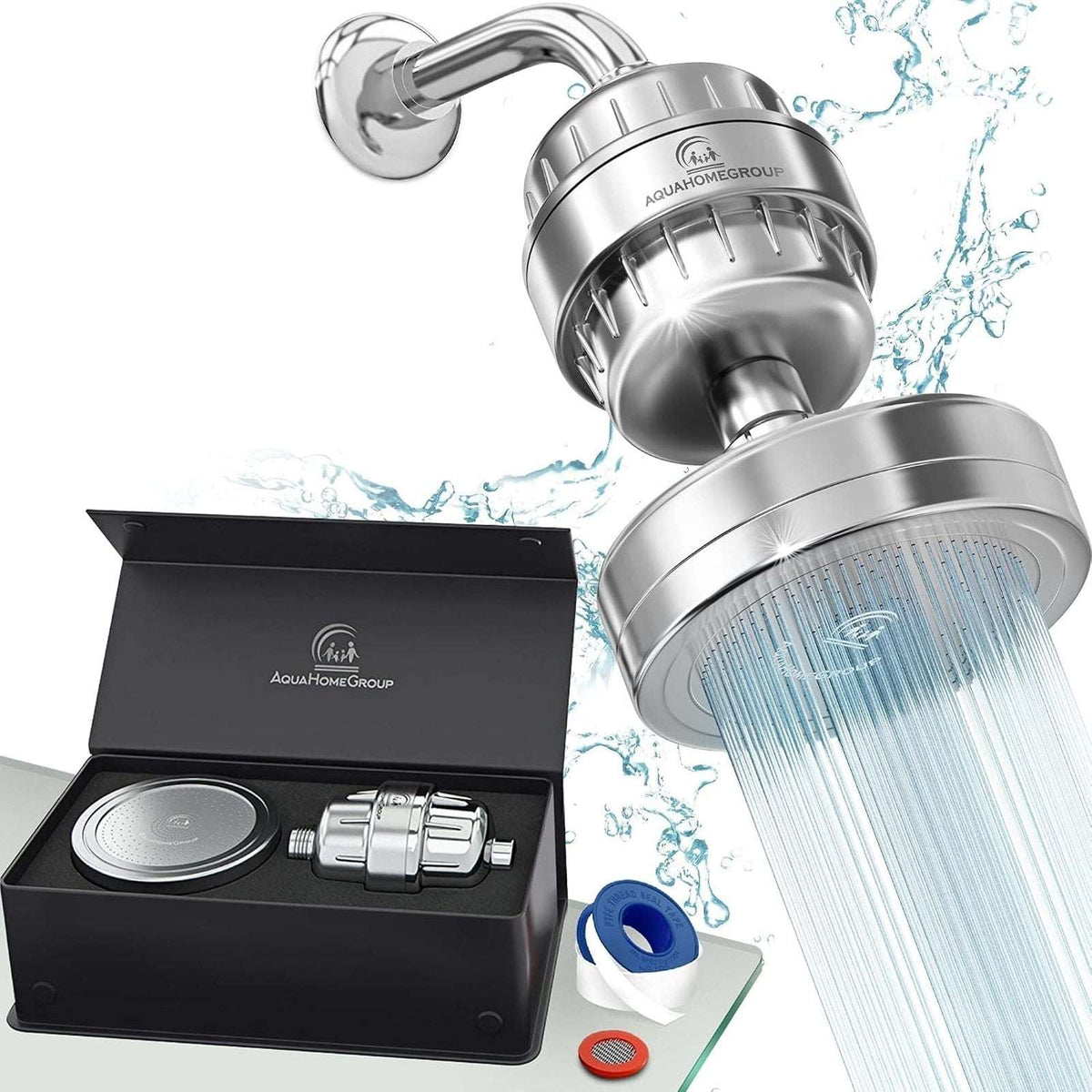 AquaHomeGroup Luxury Filtered Shower Head Set Hard Water Filter Vitamin A C & E