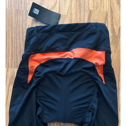 Beroy Men's Small Cycling Padded Pants Black and Orange Bike Leggings Brand New