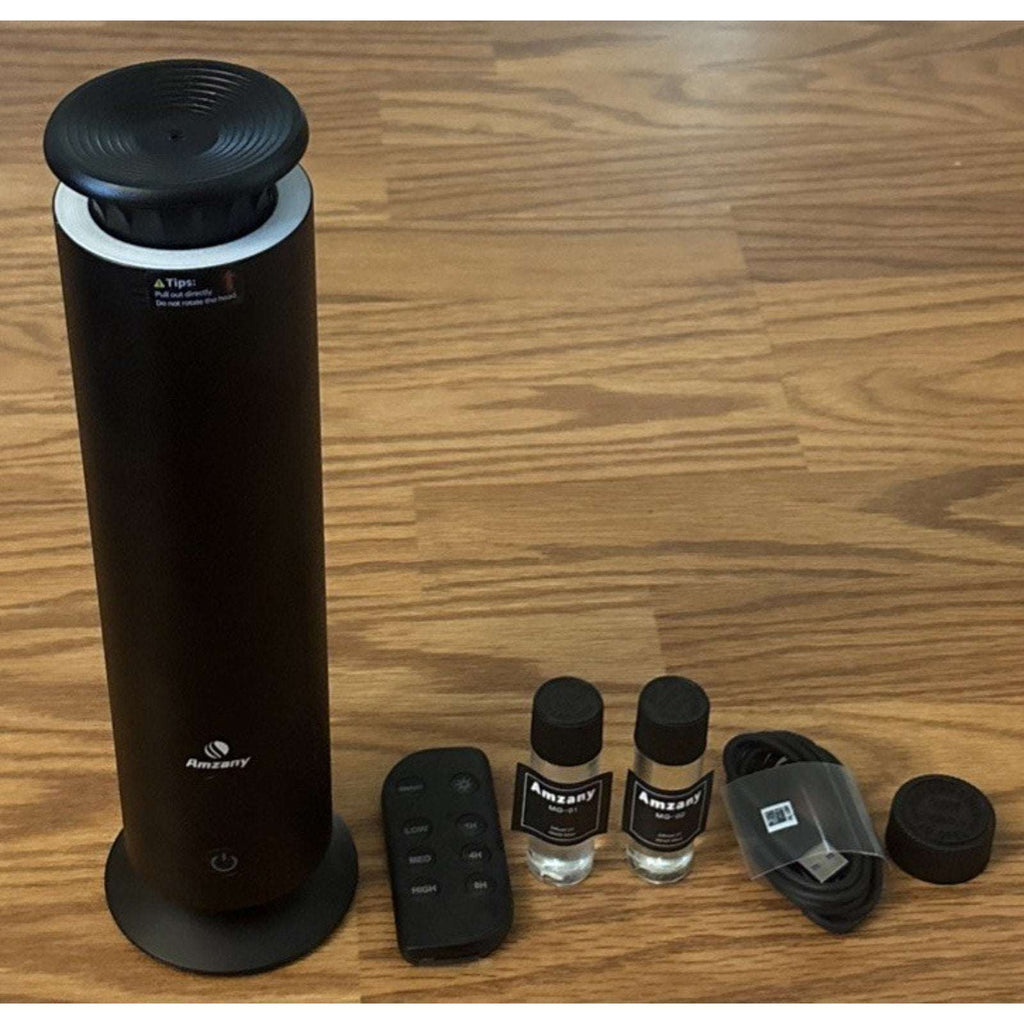 Amzany Pro Waterless Essential Oil Scent Diffuser w Remote & 7-Color LED Light