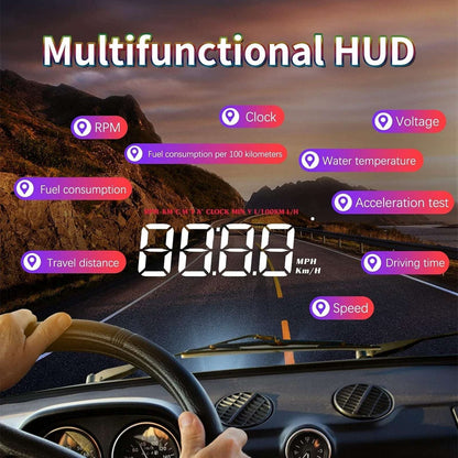M5 Head Up Display OBD2 Overspeed Warning Windshield Projector Speed RPM Mileage