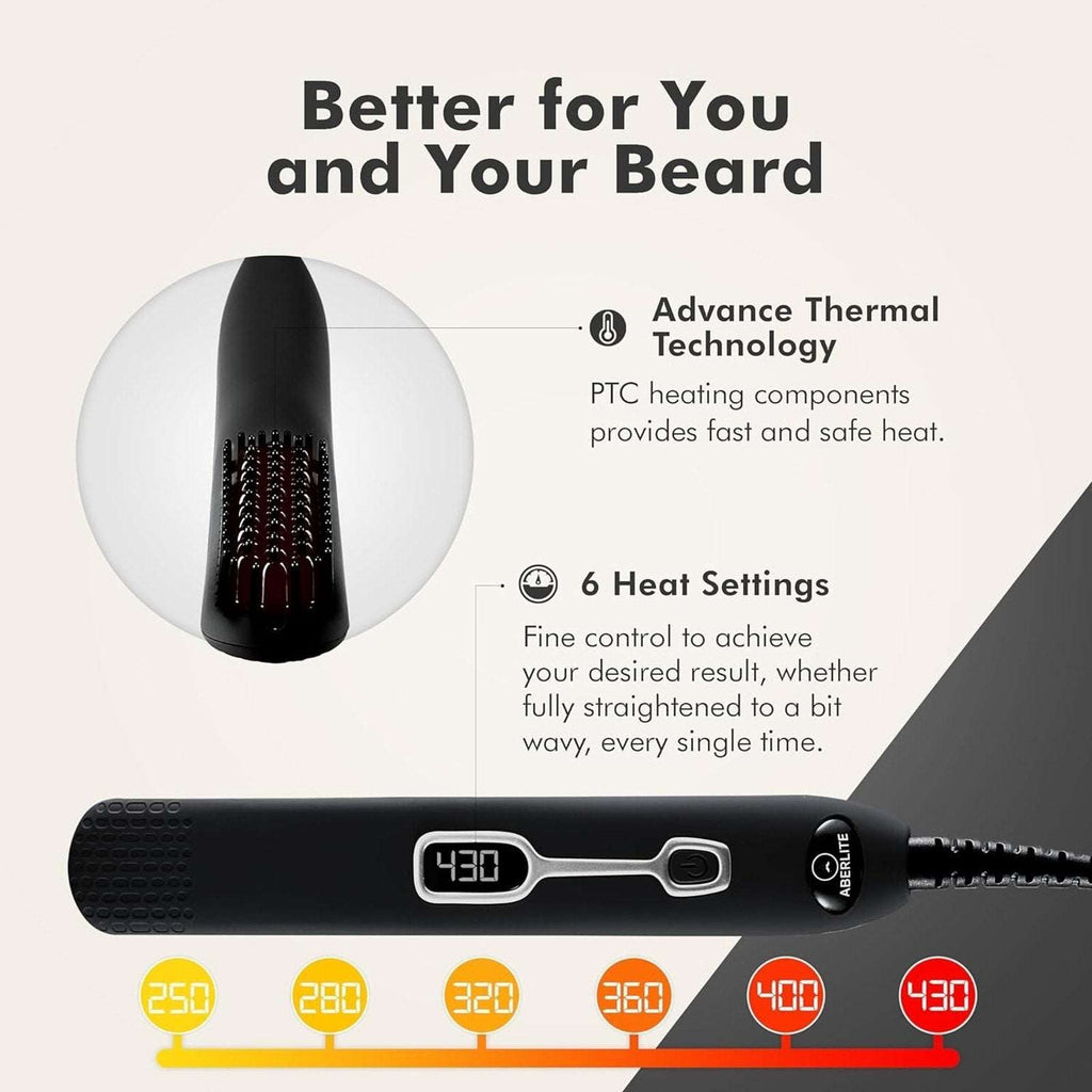 Aberlite EDC Men's Professional Heated Beard Straightening Brush Grooming Kit