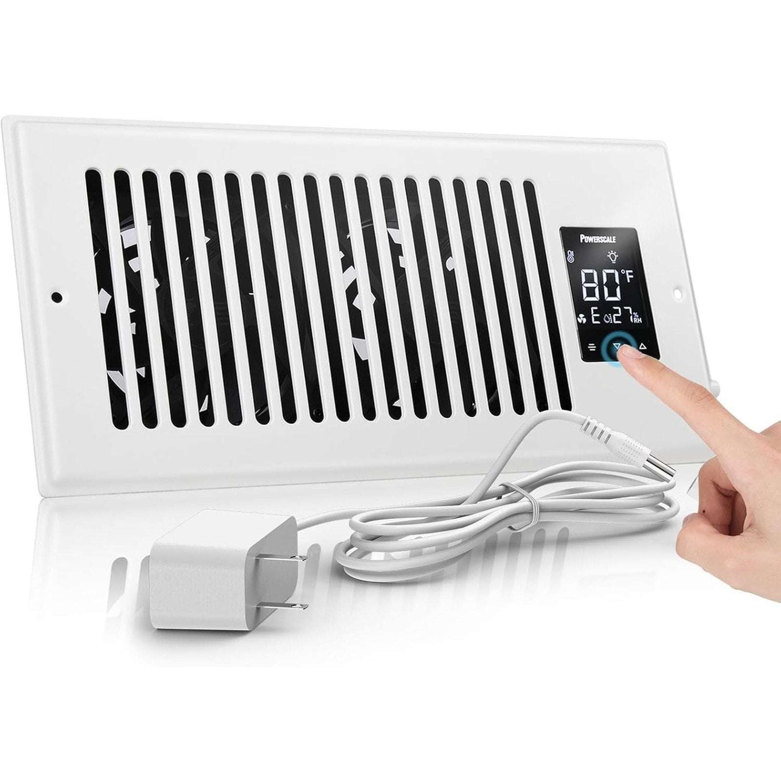 4"X10" Smart Vent Air Booster Register Fan 9-Speeds Thermostat & Humidity Sensor