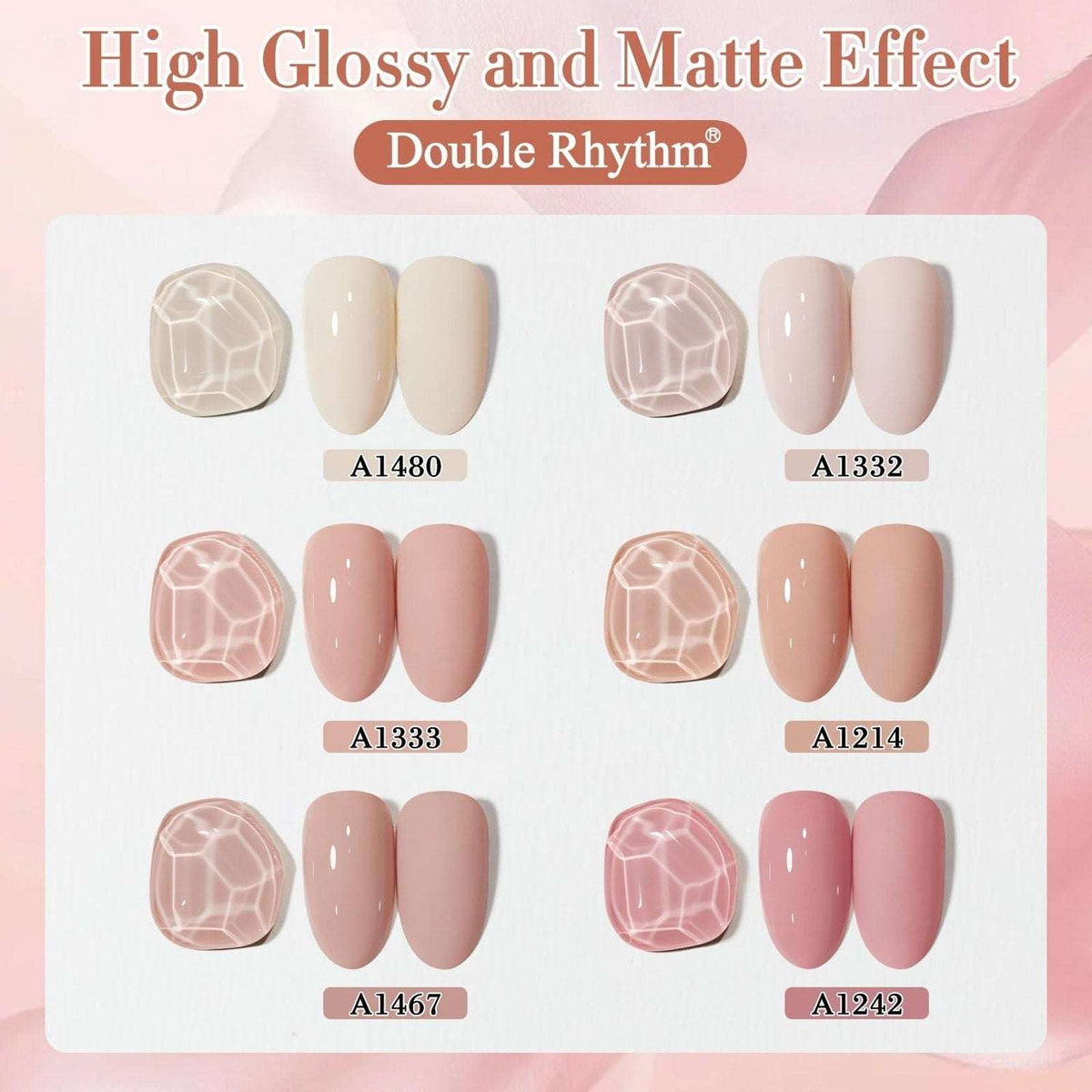 Double Rhythm 6 Pcs 15 ML Gel Polish Set(Pack of 6) Nude Beige Pink Neutral Rose