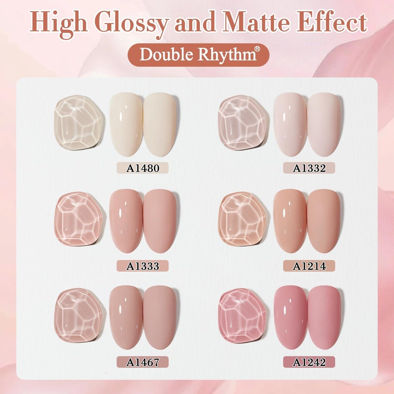 Double Rhythm 6 Pcs 15 ML Gel Polish Set(Pack of 6) Nude Beige Pink Neutral Rose
