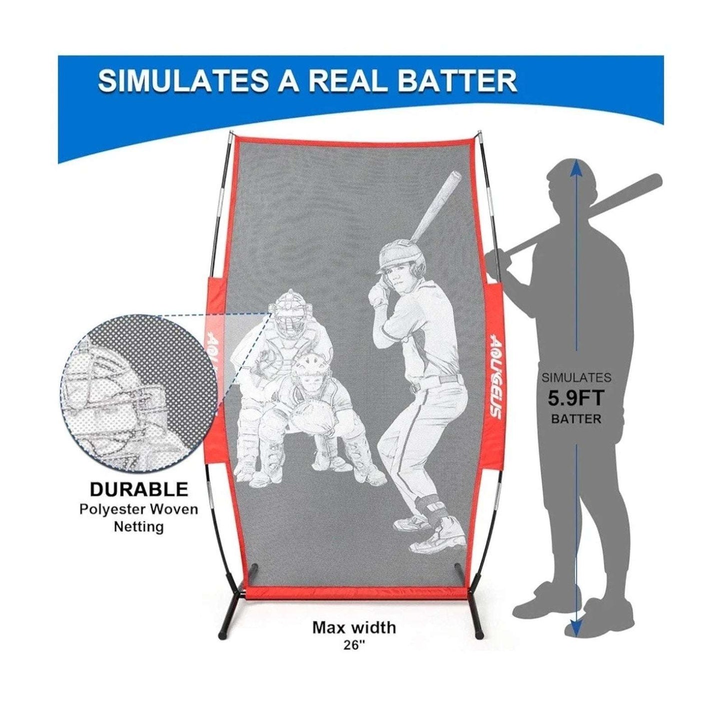Baseball Batter Dummy Pitching Training Aid Target Durable w Stand & Carry Bag