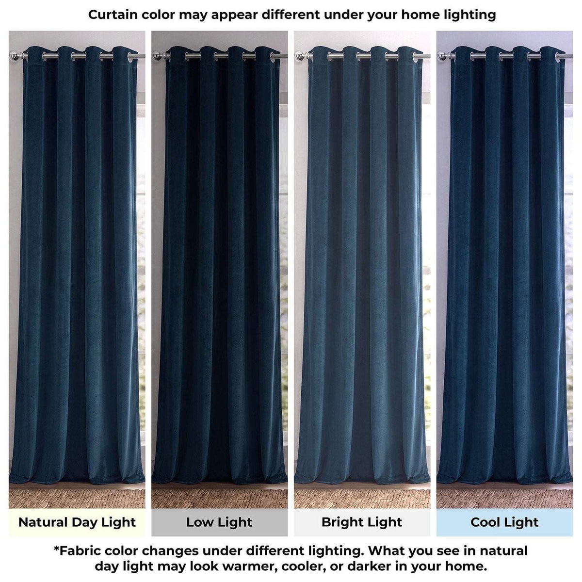 Blue Velvet Curtains 52" W x 84" L 2 Panels, Grommets, Blackout Room Darkening