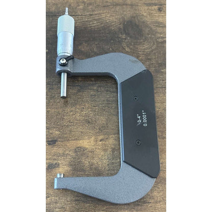 3-4" Outside Diameter Micrometer Accuracy 0.0001" Carbide w Ratchet Stop Thimble