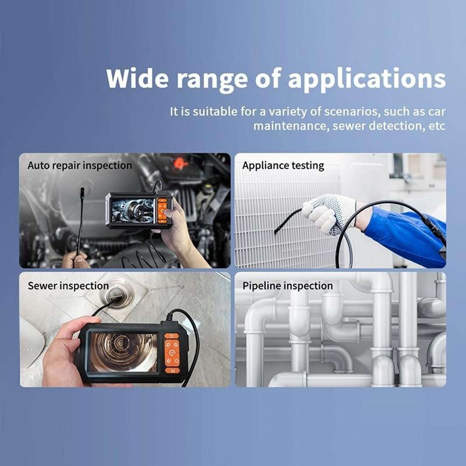 Digital Borescope Camera P410 Industrial Endoscope 4.3" Screen 8mm Lens 5M Cable