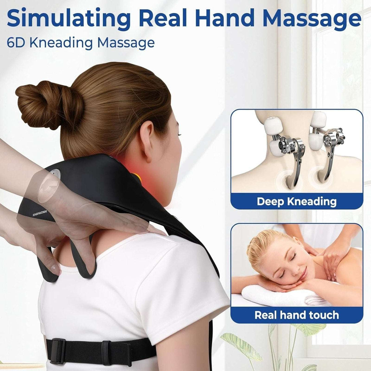 Neck Shoulder Massager Cordless 6D Kneading Shiatsu Deep Tissue Back 5 Heat Zone