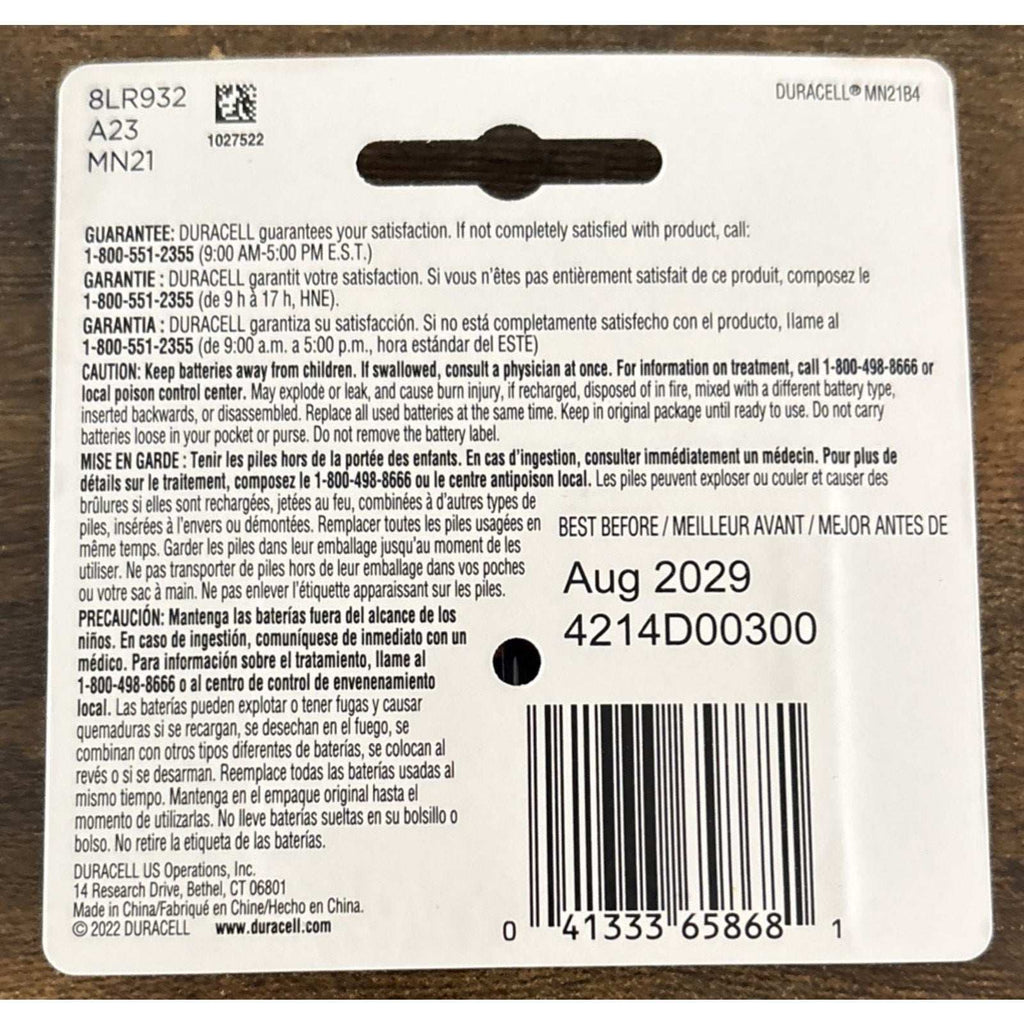 5 Packs Of 4 Duracell 12V A23 21/23 MN21 MN23 23AE 23A 23GA Security Batteries