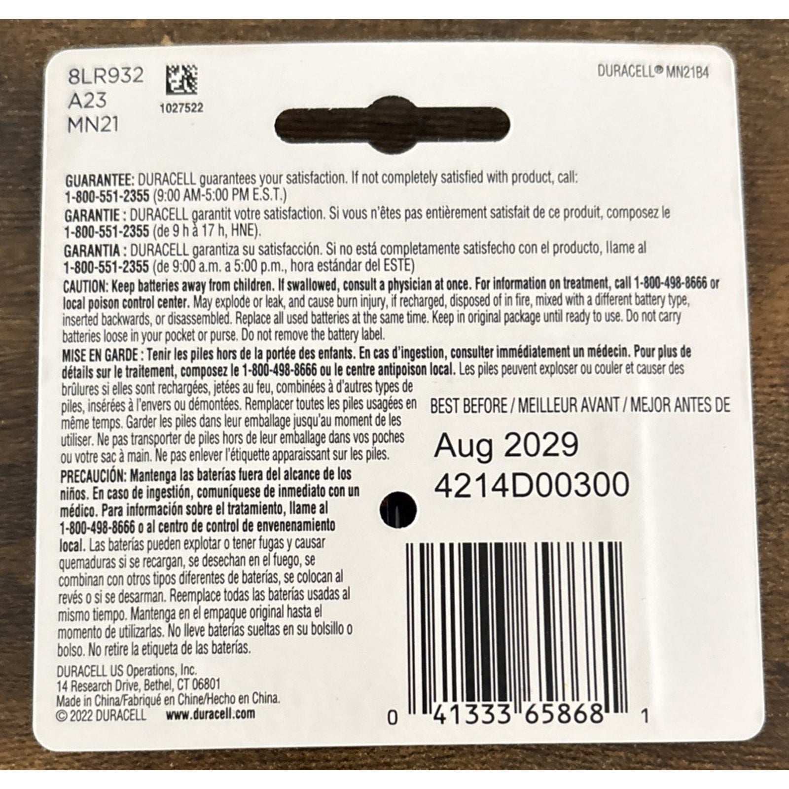 5 Packs Of 4 Duracell 12V A23 21/23 MN21 MN23 23AE 23A 23GA Security Batteries
